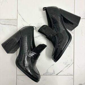 Koi Footwear Chunky Loafer Mule Abelia Block Heel Vegan Leather